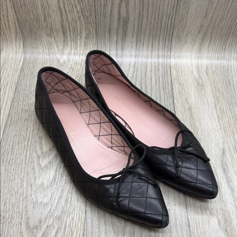Euforia Bailarinas Black Quilted Flats with Bow